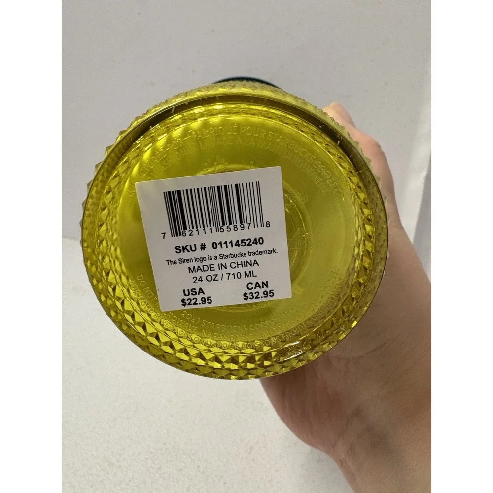 Starbucks Lemon 24oz Yellow‎ Blue Studded Cup Tumbler Venti for Fall 2023